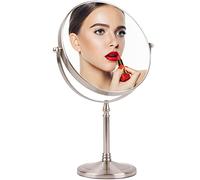 Ohotecy Specchio da Trucco 20 cm con Ingrandimento 1/10X Specchio Cosmetico AISI304 Grande Piano da Tavolo Girevole su due Lati con Finitura Cromata
