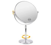 Ohotecy Specchio da Trucco 20 cm con Ingrandimento 1/10X Specchio Cosmetico AISI304 Grande Piano da Tavolo Girevole su due Lati con Finitura Cromata