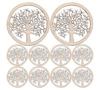 OHPHCALL 10 Pezzi Decorazioni in Legno Rotonde per Progetti Fai-da-te Albero della Vita, Materiale Sintetico Khaki, Perfette per Decoupage e Artigianato Creativo