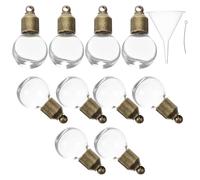 OHPHCALL 10 Pezzi Mini Bottigliette di Vetro Tappo a Vite in Rame Antico, Ciondoli Creativi Resistenti alla Deformazione per Gioielli e Bomboniere