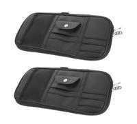 OHPHCALL 2 Pezzi Organizer Design Minimalista e Moderno in Pu Nero per Aletta Parasole Auto con Fascia Elastica e Multi-tasca, Forma Compatta per Auto e Camion