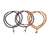 OHPHCALL 3 Pezzi in Legno per Preghiera Buddhista Braccialetti Polso con Multi- per Meditazione e Quotidiano