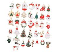 OHPHCALL 38 Pezzi Ciondoli Natalizi in Smaltata Accessori Gioielli DIY con Pendenti di Babbo Natale Pupazzo Campanella Charm per Collane Bracciali e Orecchini Decorazioni Natale Creativo