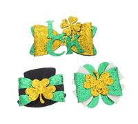 OHPHCALL 3pezzi Accessori Per St Patrick Day Fermagli Fiocco Shamrock Per Ragazze Clip Glitterate Per Feste Irlandesi e Uso Quotidiano Aggiungi Un Tocco Di Stile Verde
