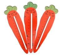 OHPHCALL 3pezzi Righello in Legno Forma di Carota da Righello per Studenti Compatto e Resistente Cancelleria Scolastica con Design Cartone Animato Misura Portatile per Disegno e Scuola