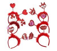 OHPHCALL 6 Pezzi fascia d'amore fasce per fascia per a cuore bomboniere nuziali fasce cuore adulti copricapo a cuore fasce per le vacanze fasce per adulti plastica rosso