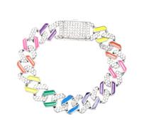 OHPHCALL Bracciale Uomo Brillanti Cristalli Colorati Stile Hip Hop Catena Polso Multicolore Elegante Accessorio Moda per Uomo e Ragazzi