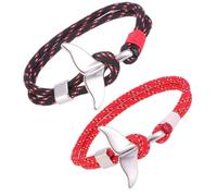 OHPHCALL Braccialetti a Coda di Balena Coppia 2 Pezzi Catena Corda Paracord Resistente da Polso Gancio Metallo Stile Nautico Casual Regalo Amici Famiglia