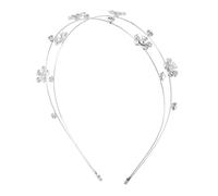 OHPHCALL Cerchietto per capelli a doppio strato con strass, da donna, in argento, alla moda, da sposa