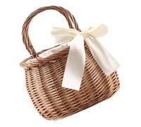 OHPHCALL Cesto Intrecciato in Materiale Sintetico per Fiori e Verdure, Design a Mano per Decorazione Casa e Giardino, Stile Rustico e Creativo, Pratica Borsa da Portare a Mano