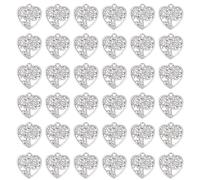 OHPHCALL Ciondoli Albero della Vita Accessori DIY Semplici e Unici in Lega Argento 50 Pezzi Pendenti Traforati a Forma di Cuore per Casa e Festa