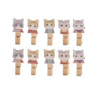 OHPHCALL Clip in Legno a Forma di Gatto 10 Pezzi con Corda da 1,2m, Multiuso per Decorazione Parete e Galleria Fotografica in Camera da Letto