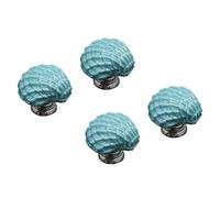 OHPHCALL Maniglie per Mobili in Ceramica a Conchiglia Blu, Set da 4 Pomelli per Armadietti e Cassetti, Manopole per Porte di Mobili da Cucina e Cameretta Base Solida Resistente