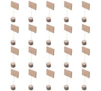 OHPHCALL Porta Segnaposto in Legno Rustico con Base Naturale e Clip Cuore | Supporto Stabile a Base Rotonda, per Note Menu Brevi e Tag Kraft, Design Country per Celebrazioni All'aperto
