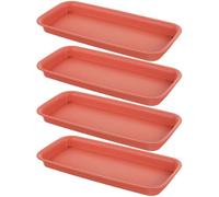 OHPHCALL Protezione per Pavimenti e Mobili Sottovasi Rettangolari Rossi in Plastica Set da 4 per Vasi da Fiori per Terrazzi e Spazi Esterni