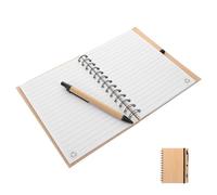 OHPHCALL Quaderno a Spirale con Copertina in Bambù Beige, Blocco Note Creativo e Versatile per Appunti di Studio e Lavoro con Rilegatura Resistente in Acciaio Inox, Portatile e Pratico