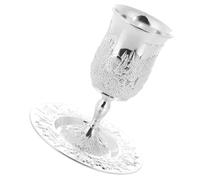 OHPHCALL Set 1 Bicchiere da Vino Kiddush con Piattino in Argento, Coppa dello Shabbat Judaica per Offerte Rituali, Calice Leggero e Versatile per Feste e Cena Formale