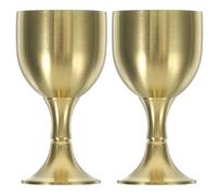 OHPHCALL Set 2 Bicchieri in Lega di Rame Oro, Calici Multiuso Resistenti alla Sbiaditura, Stile Squisito per Uso Domestico e Rito Buddhista