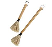 OHPHCALL Set 2 Pezzi Pennello per Olio da Barbecue in Legno e Cotone Lunga Portata per Grigliare, Accessori per Barbecue per Salse e Condimenti