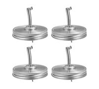 OHPHCALL Set 4 Pezzi Beccucci Olio in Acciaio Inox con Guarnizione Silicone, Coperchi Versatori per Barattoli, Accessori per Cucina, Ristorante, Barbecue, per Olio, Aceto e Salse