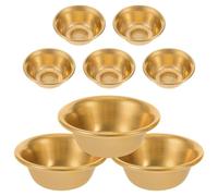 OHPHCALL Set di 8 Ciotole in Rame Dorato per Offerte D'acqua, Mini Ciotole Buddhiste Resistenti e Salvaspazio per Altari Personali e Meditazione