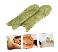 OHPHCALL Strumenti Gua Sha in Jade Verde 2 Pezzi per Massaggio Viso e Collo, Tonificazione della Pelle e Stimolazione del Metabolismo, per Spa