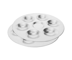 OHPHCALL Tavolozza in Alluminio Argento 6 Fori, 2 Pezzi, Resistente alla Ruggine e Facile da Conservare, per Pittura Artistica e Miscelazione Colori