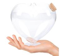 OHPHCALL Vaso a Forma di Cuore, Bottiglia Trasparente in Vetro con Tappo in Legno, per Casa e Conservare Piccoli Oggetti con Design Origami