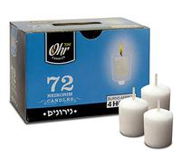 Ohr - Candela di cera votiva per 4 ore, con shabbat e piccola candela in cera, 72 pezzi