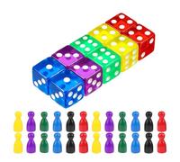 OHREN 10 Pezzi Set di Dadi e 24 Pedine, Dadi da Gioco, Acrilico, Gioco da Tavolo (Colore)