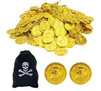 OHREN 100 Monete d'Oro con Sacchetto di Conservazione, Tesori Pirata, Regali per Feste, Caccia al Tesoro per Bambini, Soldi Finti per Bambini, Feste Compleanno
