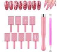 OHREN 11 Pezzi Magnete Bastone Set per Unghie Penna Magnetico Cat Eye per un Ideale Effetto 3D Occhio del Gatto - DIY Nail Art Tool Uso con Occhio del Gatto UV Gel Polish Polvere o Smalto