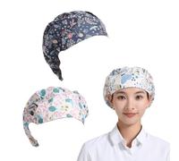 OHREN 2 Pezzi Cuffia Cucina Donna Cappelli da Lavoro con Bottoni cuffietta chirurgica,Regolabili con Fascia a Coda di Cavallo,Includono Cuffie per Doccia,Cappelli Chirurgici e Bandane