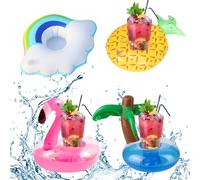 OHREN 4pcs Mini Portabicchieri Gonfiabili con Toppe di Riparazione, Design Flamingo e Unicorno, Porta Bevande per Bottiglie di Birra e Bicchieri di Spumante, Galleggianti per Piscina