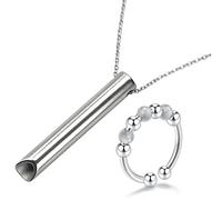 OHREN Collana Antistress con Anelli Antistress, Höki Contro Ansia, Strumento per Smettere di Fumare, Collana per Respirazione Consapevole per Uomo Donna, Meditazione e Rallentamento della Respirazione