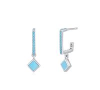Ohrhänger Modeschmuck, Ohrhänger Silber 925 Set Silber Blau Vintage Geometrisch mit Rundschliff Blau Türkis