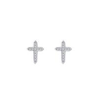 Ohrhänger Vintage, Ohrringe Damen Set Silber Kreuzen mit Rundschliff Weiß Zirkonia 925 Silber