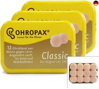 Ohropax Classic tappi per le orecchie, 12 pezzi (3 confezioni da 18 paia)
