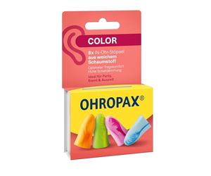 OHROPAX Tappi auricolari color - Tappi auricolari in morbida schiuma - particolarmente comodi anche a lungo - valore di isolamento acustico SNR 35 dB - ideali per feste, eventi e pausa - 8 pezzi