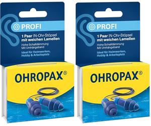 OHROPAX Tappi per le orecchie professionali - Protezione dell'udito con lamelle morbide - Livello di isolamento acustico SNR 29 dB - Protezione dal rumore in caso di brevi effetti sonori come fai da