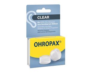 OHROPAX Tappi per le orecchie trasparenti in silicone modellabile, particolarmente discreti, adatti a tutte le orecchie, valore di isolamento acustico SNR 23 dB, per il tempo libero, l'apprendimento o