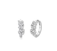 Ohrring Set Damen, Ohrringe Silber Creolen Set Irregulär mit Weiß Zirkonia 925 Silber