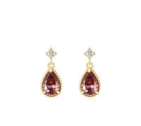 Ohrring Set Gold, Ohrringe 925 Wassertropfen mit Rot Zirkonia Geschenke für Frauen