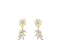 Ohrring Set Vergoldet, Modeschmuck Ohrringe Blume mit Weiß Zirkonia 925 Silber Geschenk Beste Freundin