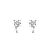 Ohrringe 925 Silber, Silber Ohrringe Ohrstecker Groß Baum mit Rundschliff Weiß Zirconia