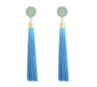 Ohrringe Aquamarin Silber Bunte Quastenohrringe für Frauen, lange baumelnde Statement-Ohrringe, Modeschmuck für Geburtstag, Weihnachten, Valentinstag, Geschenk Plättchen (Light Blue, One Size)