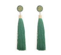Ohrringe Aquamarin Silber Bunte Quastenohrringe für Frauen, lange baumelnde Statement-Ohrringe, Modeschmuck für Geburtstag, Weihnachten, Valentinstag, Geschenk Plättchen Ohrringe (Green, One Size)