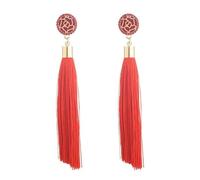 Ohrringe Aquamarin Silber Bunte Quastenohrringe für Frauen, lange baumelnde Statement-Ohrringe, Modeschmuck für Geburtstag, Weihnachten, Valentinstag, Geschenk Plättchen Ohrringe (Red, One Size)