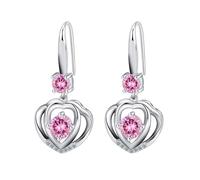 Ohrringe Aufstecken Runde Zirkon Ohrringe Modische frauen Ohrringe Bunte Zirkon Ohrringe Geeignet Für Damen Liebhaber Und Wives Halbmond Ohrringe Silber (Pink, One Size)