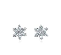 Ohrringe Boho Vintage, Ohrhänger Damen Silber Blume mit Tropfenschliff Weiß Zirkonia 925 Silber